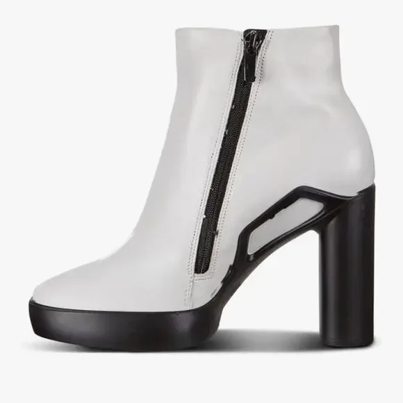 Ecco Runway Inspired Shape Sculpted Motion 75 White Ankle Boots 42 - Picture 2 of 16